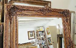 Large Wood/Resin Gold Louis XV 45x55 Rectangle Beveled Framed Wall Mirror