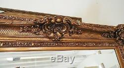 Large Wood/Resin Gold Louis XV 50x75 Rectangle Beveled Framed Wall Mirror