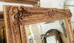 Large Wood/Resin Gold Louis XV 50x75 Rectangle Beveled Framed Wall Mirror