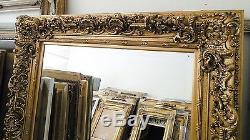 Large Wood/Resin Louis XIV 45x55 Rectangle Beveled Framed Wall Mirror