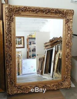 Large Wood/Resin Louis XIV 46x53 Rectangle Beveled Framed Wall Mirror