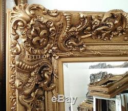 Large Wood/Resin Louis XIV 51x63 Rectangle Beveled Framed Wall Mirror