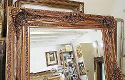 Large Wood/Resin Louis XV 45x55 Rectangle Beveled Framed Wall Mirror