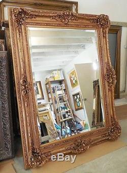 Large Wood/Resin Louis XV 45x55 Rectangle Beveled Framed Wall Mirror