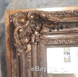 Large Wood/Resin Louis XV 46x53 Rectangle Beveled Framed Wall Mirror