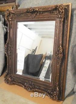 Large Wood/Resin Louis XV 46x53 Rectangle Beveled Framed Wall Mirror