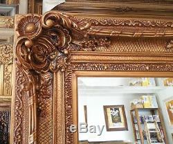 Large Wood/Resin Louis XV 56x84 Rectangle Beveled Framed Wall Mirror