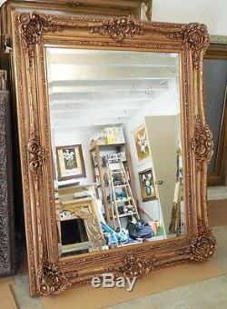 Large Wood/Resin Louis XV 60x60 Rectangle Beveled Framed Wall Mirror