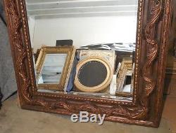 Large Wood/Resin Ornate 52x64 Rectangle Beveled Framed Wall Mirror