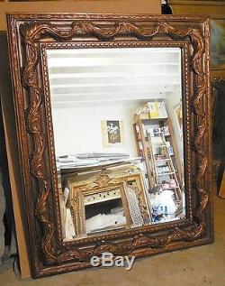 Large Wood/Resin Ornate 52x64 Rectangle Beveled Framed Wall Mirror
