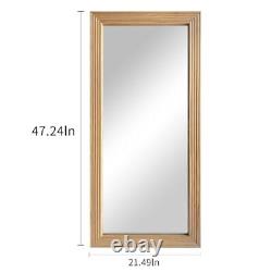 Large Wooden Framed Wall Mirror, Rustic Hanging Mirror, 47x22 Natural Wood