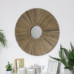 Large Wooden Sunburst Mirror wall decor home accessory rustic farmhouse country