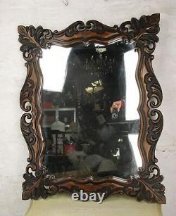 Large Wooden Wall Hanging Mirror Ornate Vanity Dresser Hallway 34 x 26