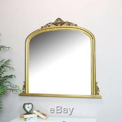 Large gold overmantel wall mirror vintage French shabby chic living room hallway