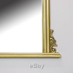 Large gold overmantel wall mirror vintage French shabby chic living room hallway
