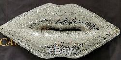 Large mirrored Silver sparkly, Mosaic Decorative Lips Stunning Wall Decor, bling