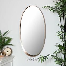 Large oval copper framed wall mirror modern industrial chic home decor display