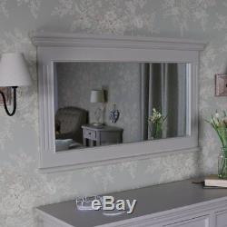 Large overmantle wall mirror taupe grey vintage country home living room hallway