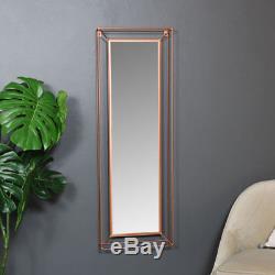 Large rectangle metal copper colour framed wall mirror vintage retro chic vanity