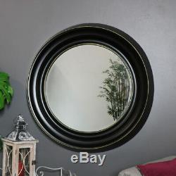 Large round black metal framed wall mirror retro industrial living room hallway