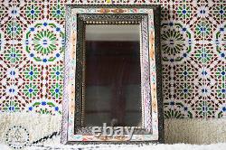 Large wall mirror Moroccan bone inlay mirror Boho art deco mirror Arabic decor