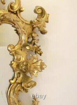 Large wall mirror Venetian with gilt gold foliate carved wood frame