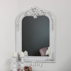 Large white overmantel arched wall mirror vintage French shabby chic display