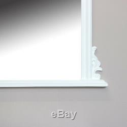 Large white overmantel wall mirror vintage French shabby chic living room hall