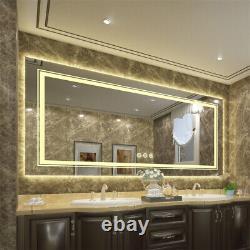 Led Bathroom Mirror Dimmable Large Lighted Vanity Mirror Anti-Fog Shatter-Proof