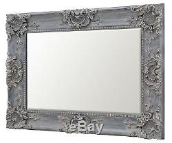 Louie Grey Baroque Style Wall Mirror Large Grey Carved Mirrors Shabby Chic