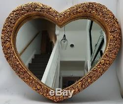 Love Heart Shape Antique French Style Large Gold Wall Mirror Shabby Chic