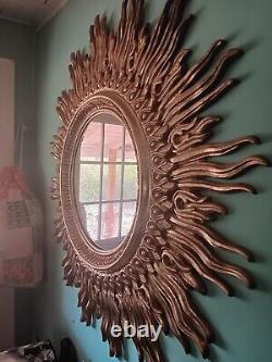 MCM Large Gilded Sunburst Wall Mirror 48×48