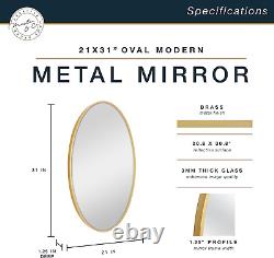 MCS Master & Co. Modern Metal Large Wall Mirror, Minimalist Home Decor Oval for