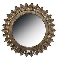 METAL LEAF MEDALLION MIRROR WITH ANTIQUE GOLD FINISH By SPLIT P/LARGE WALL MIRRO