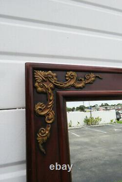Mahogany Carved Large Wall Bathroom Vanity Mirror with Gold Highlight 1369