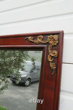 Mahogany Carved Large Wall Bathroom Vanity Mirror with Gold Highlight 1369