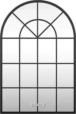 Metal Arched Window Mirror 32 X 48 Black Large Windowpane Arched Wall Mirror f