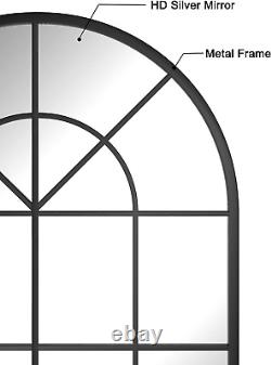 Metal Arched Window Mirror 32 X 48 Black Large Windowpane Arched Wall Mirror f