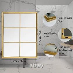 Metal Wall Mirror Large Window Decorative Mirrors Square One Size Gold