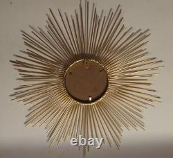 Mid-Century Modern Large Metal Sunburst Wall Plaque With Mirror