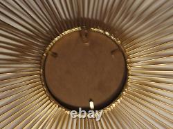 Mid-Century Modern Large Metal Sunburst Wall Plaque With Mirror