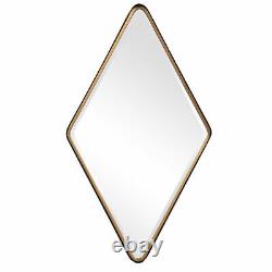 Minimalist Black Gold Diamond Shape Wall Mirror Vanity Metal 42 in Large