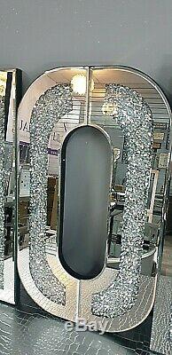 Mirrored Diamond LARGE HOME Letters Crushed Crystal Mirror Diamond Wall Art
