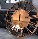 Mirrored WALL CLOCK LARGE 80cm Roman Numeral Copper Finish Modern Rose Gold