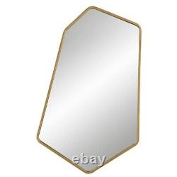 Modern Large Irregular Shape Wall Mirror in Aged Gold Finish with Petite Metal