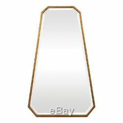 Modern Octagon Beveled Wall Mirror Metallic Gold Leaf Metal Art Large Decor