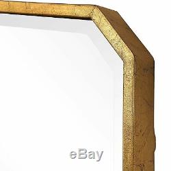 Modern Octagon Beveled Wall Mirror Metallic Gold Leaf Metal Art Large Decor