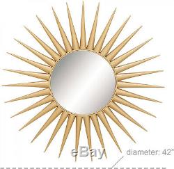 Modern Retro Sun Wall Mirror Decorative Sculpture Art Metal Sunburst Large Round