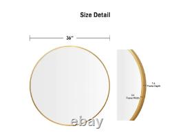 Modern Round 36 In. X 36 In. Mirror Aluminum Alloy Frame Large Wall Mounted