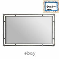 Modern Wall Mirror Large Metal Pipe Warehouse Style Bathroom Vanity Accent Décor